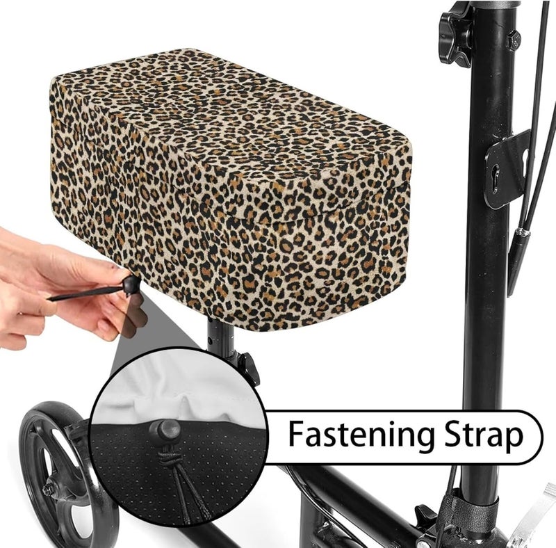 Hechitok Leopard Print Knee Scooter Pad Cover - Accessories Cushion Cover for Comfort (Memory Foam) - for Broken Leg Crutch Cart Roller, Injuries, Surgery, Replacement, Universal - Image 3